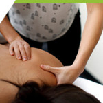 massage therapy student providing massage treatment to client in the ߴý Massage Therapy Clinic