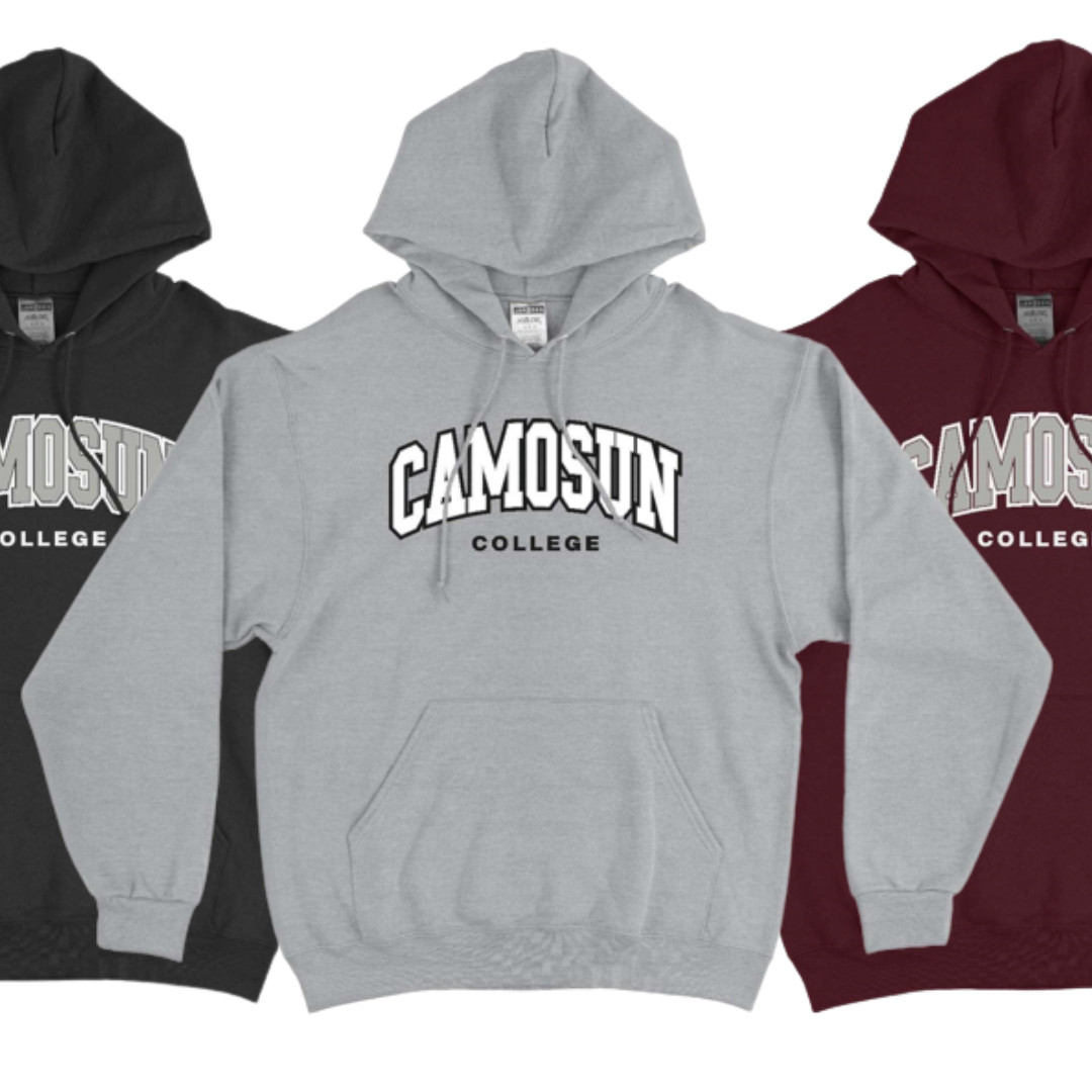 Dark grey, medium grey and maroon coloured hoodies with the words ߴý stitched on the front.